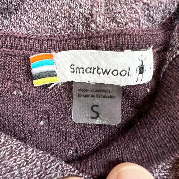 SmartWool Women's Shadow Pine Hoodie Sweater Wool Blend Sz S Eggplant Textured - Picture 7 of 12